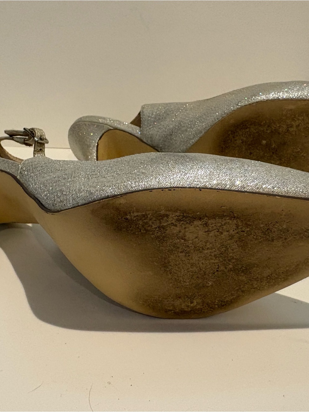 Sparkle Silver Slingback Pointed-Toe Heels - Picture 3 of 4